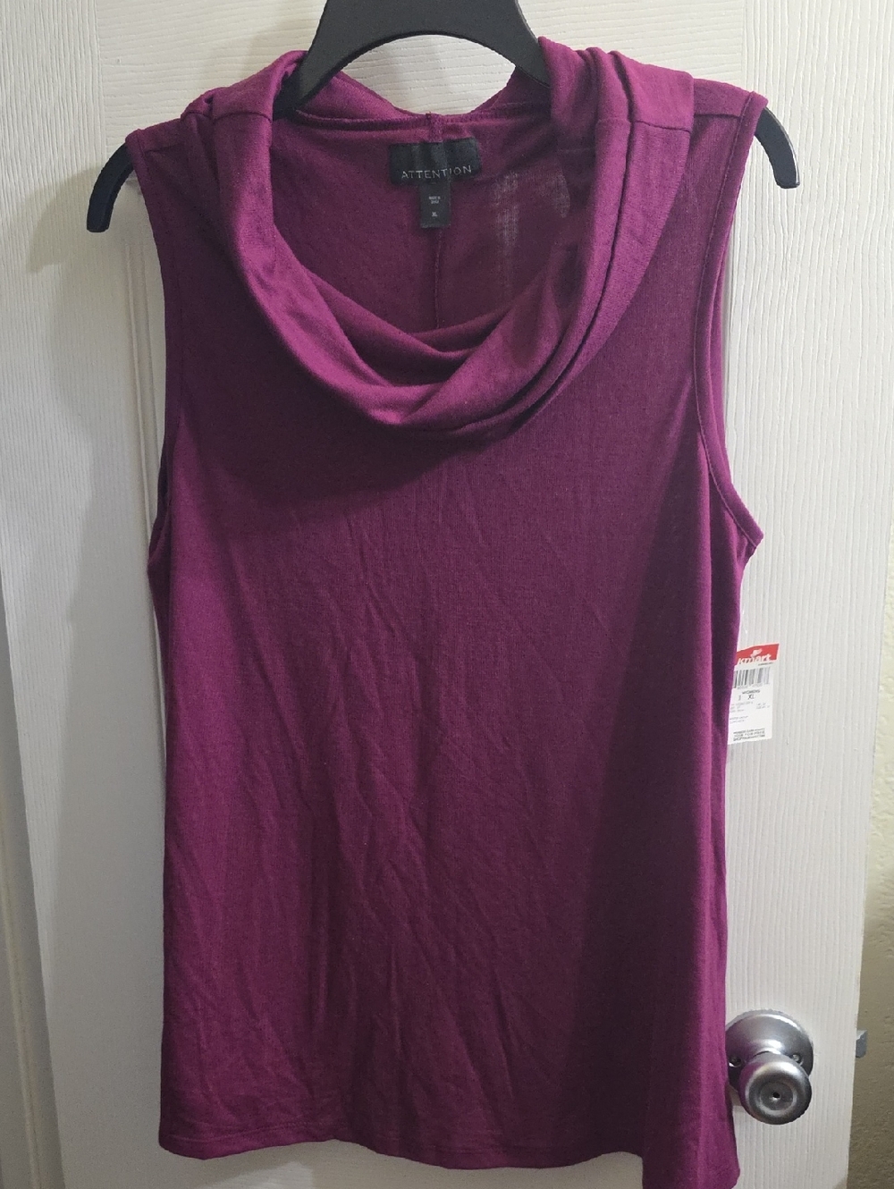 Attention Fuchsia Sleeveless Cowl Neck Top Size XL